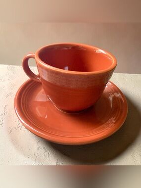 Fiestaware Bright Paprika Ceramic Cup & Saucer